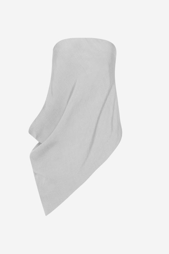  세인트아그니 민소매 티셔츠 세인트 아그니 스트랩리스 비대칭 드레이프 탑 미스트 - ST.AGNI