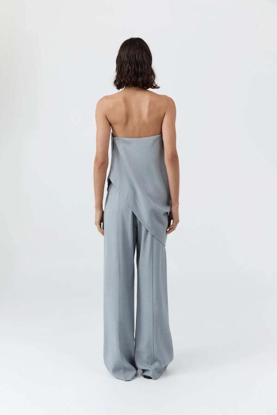  세인트아그니 민소매 티셔츠 세인트 아그니 스트랩리스 비대칭 드레이프 탑 미스트 - ST.AGNI