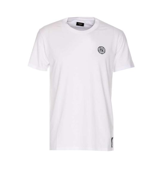  펜디 반팔 티셔츠 FF 엽서 로고 티셔츠 화이트