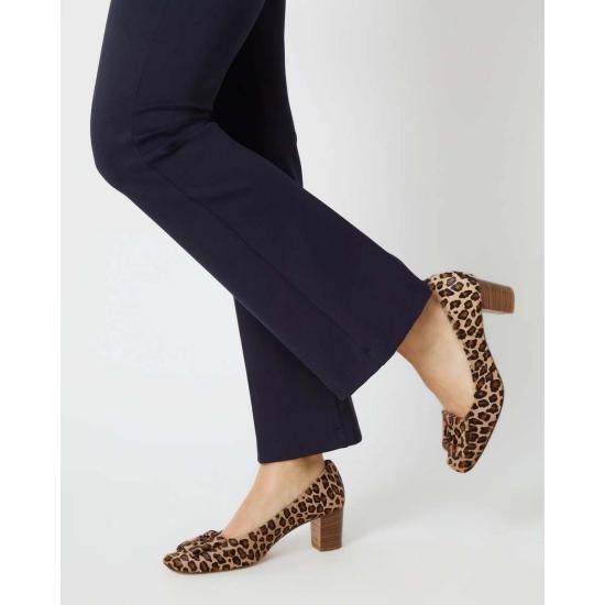  매쉬번 데님 팬츠 페이 플레어 크롭 팬츠 네이비 폰테 니트 - MASHBURN