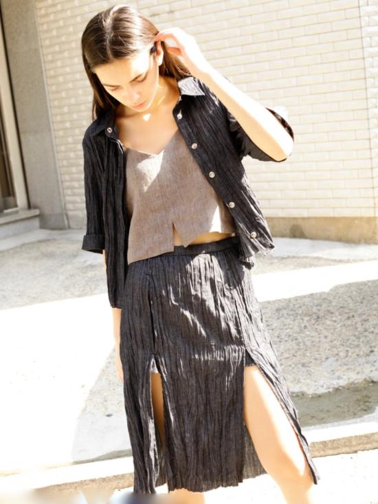  OUOR 민소매 티셔츠 우오르 바그다드 린넨 탑 브라운 - OTHER BRANDS