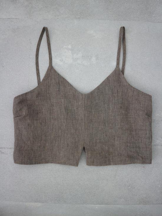  OUOR 민소매 티셔츠 우오르 바그다드 린넨 탑 브라운 - OTHER BRANDS