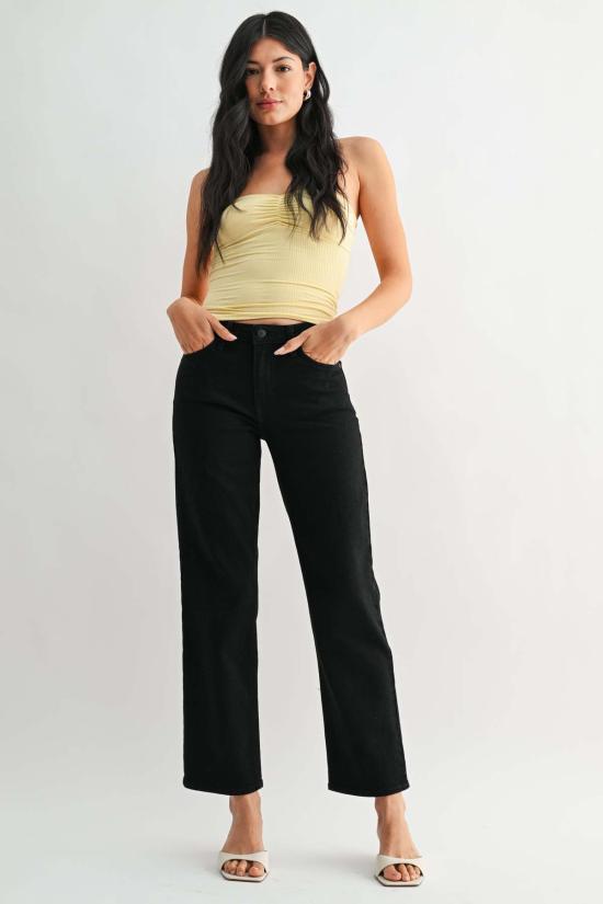  저스트 블랙 데님 데님 팬츠 스트레치 스트레이트 진 - JUST BLACK DENIM