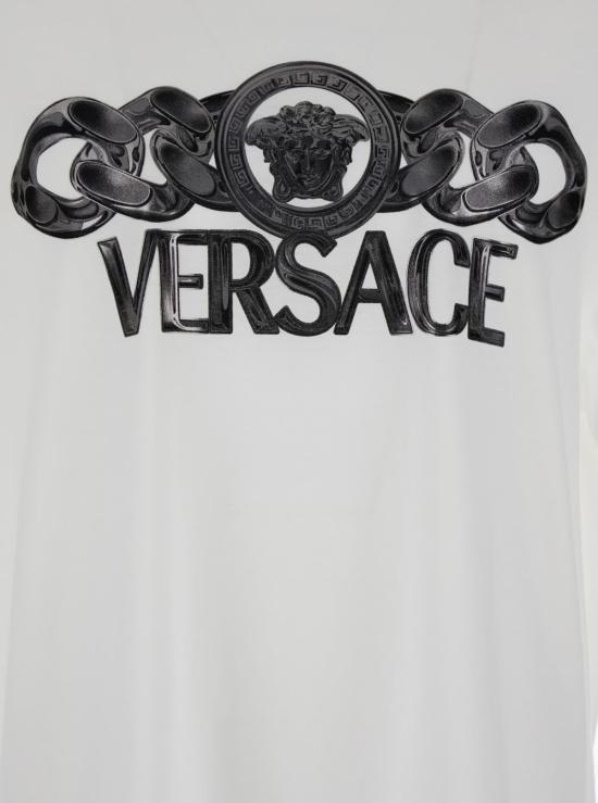  베르사체 반팔 티셔츠 메두사 헤드 로고 프린트 티셔츠 화이트 - VERSACE