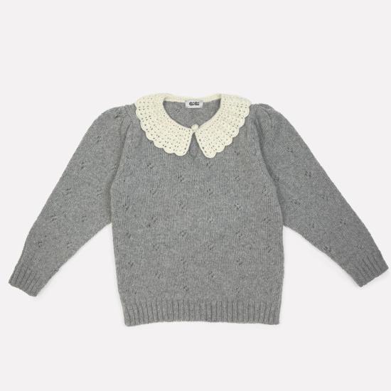  [키즈] 지지 니트웨어 풀오버 키즈  돌리 미니 스웨터 그레이/아이보리 - GIGI KNITWEAR
