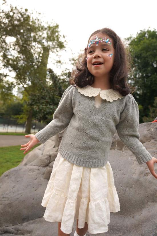  [키즈] 지지 니트웨어 풀오버 키즈  돌리 미니 스웨터 그레이/아이보리 - GIGI KNITWEAR