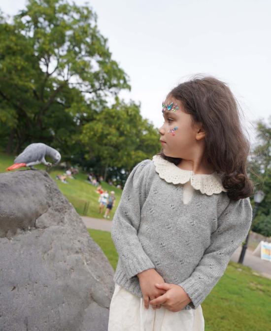  [키즈] 지지 니트웨어 풀오버 키즈  돌리 미니 스웨터 그레이/아이보리 - GIGI KNITWEAR