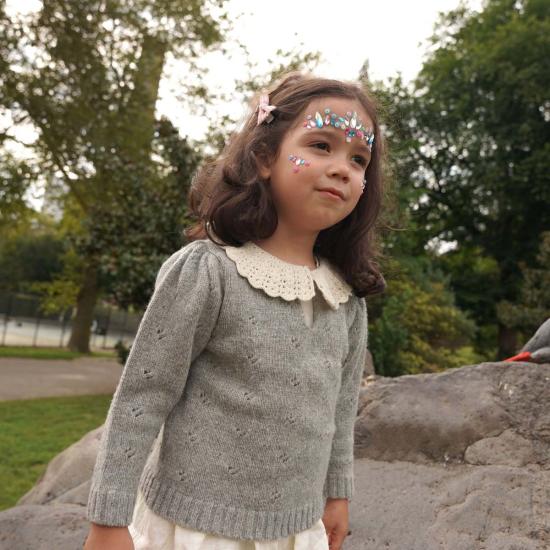  [키즈] 지지 니트웨어 풀오버 키즈  돌리 미니 스웨터 그레이/아이보리