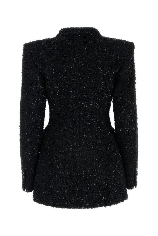  발렌시아가 수트 자켓 블랙 부클 오버사이즈 아워글래스 블레이저 블랙 - BALENCIAGA