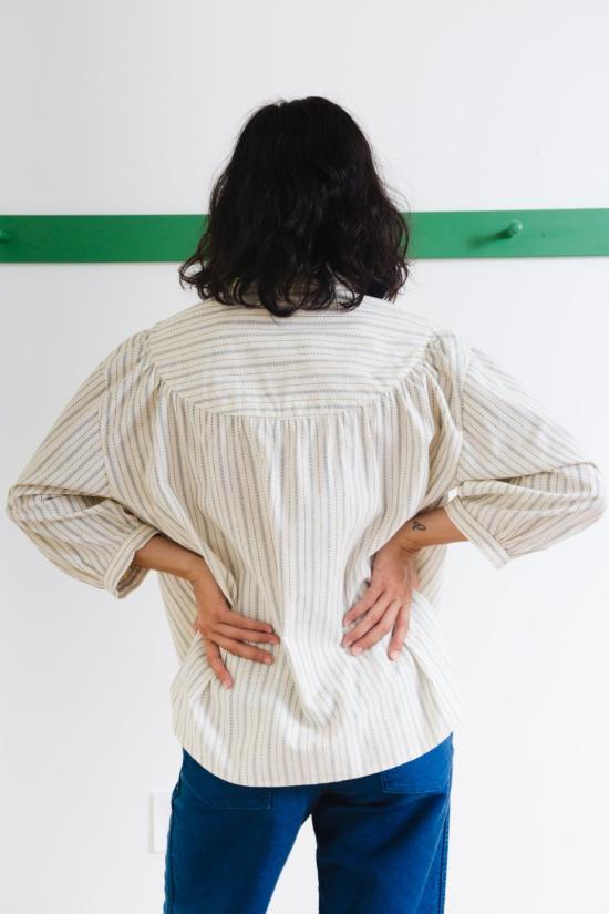  카론 칼라한 블라우스 캐론 캘러핸 클레어 탑 티커 스트라이프 - CARON CALLAHAN