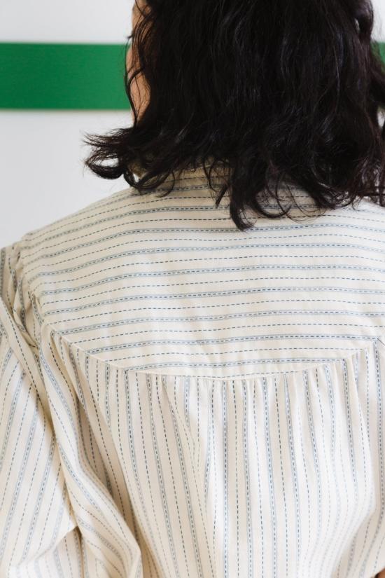  카론 칼라한 블라우스 캐론 캘러핸 클레어 탑 티커 스트라이프 - CARON CALLAHAN