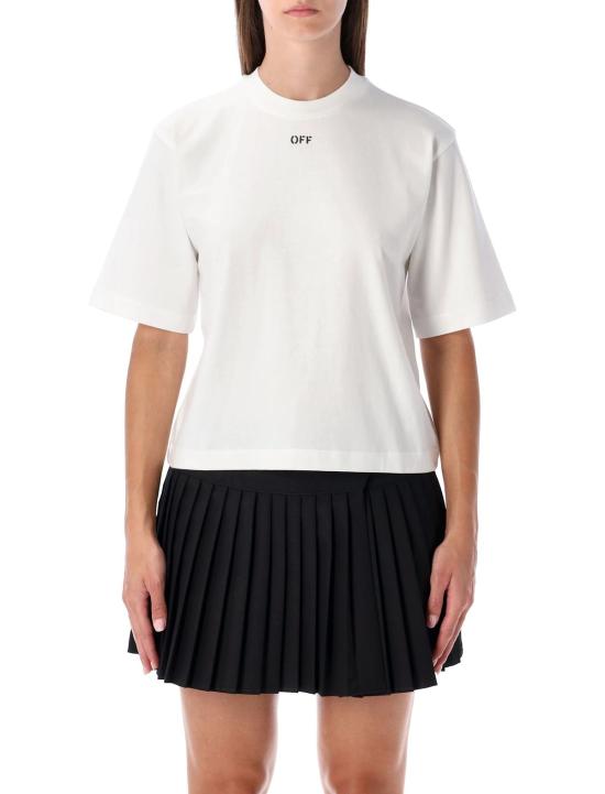  오프화이트 반팔 티셔츠 플라워 박시 로고 티셔츠 화이트 블랙