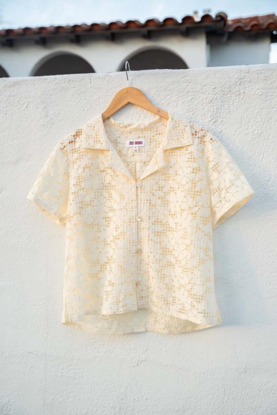  Jess Meany 셔츠 제스 미니 아이보리 레이스 라구나 라운지 셔츠 스캘럽 레이스 - JESS MEANY