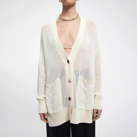  ÁERON 가디건 에론 에반스 롱 케이블 니트  아이보리 - OTHER BRANDS