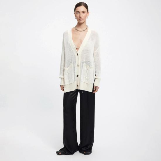  ÁERON 가디건 에론 에반스 롱 케이블 니트  아이보리