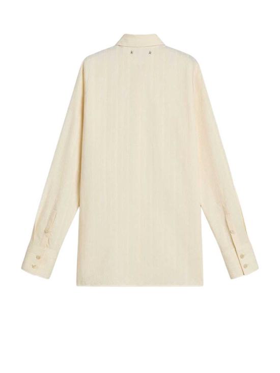  골든구스 셔츠 골든 구스 스팽글 장식 면 셔츠, 앤티크 화이트 색상 - GOLDEN GOOSE