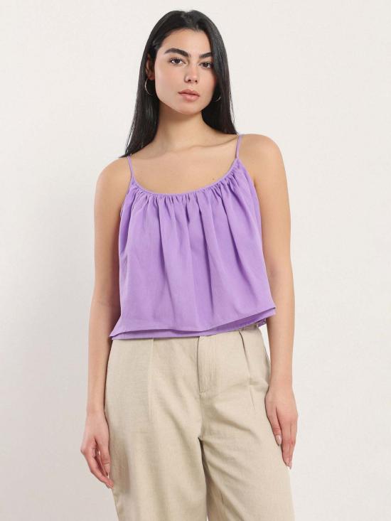  나지라 민소매 티셔츠 라일라 크롭 탱크 - NAZEERAH