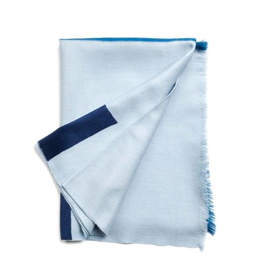  베리어슬리 머플러/스카프 다양한 색상의 하버 블루 실크 메리노 핸드메이드 자수 스카프 (블루/오렌지) - VARIOUSLY