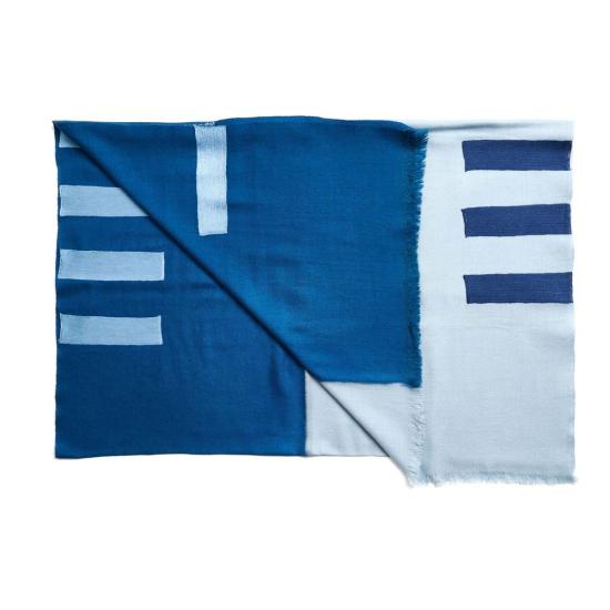  Variously 머플러/스카프 다양한 색상의 하버 블루 실크 메리노 핸드메이드 자수 스카프 (블루/오렌지) - OTHER BRANDS