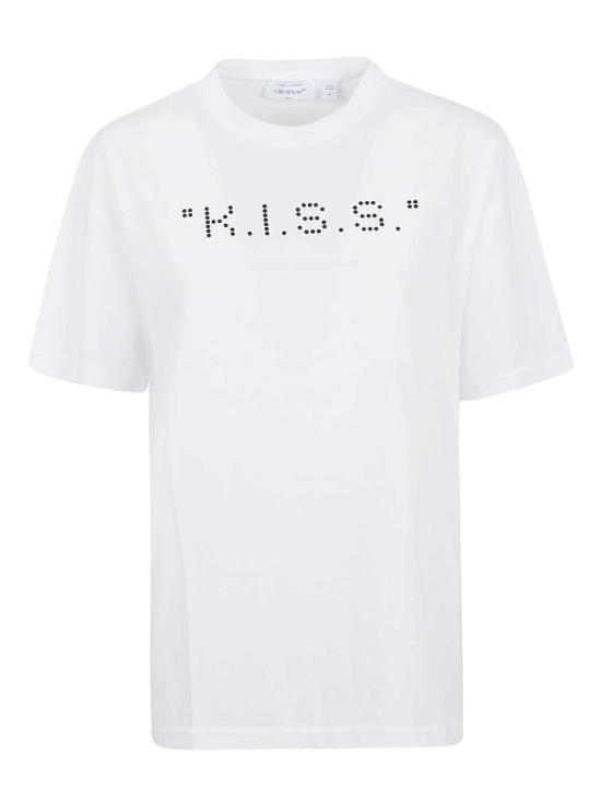  오프화이트 반팔 티셔츠 키스 명언 레귤러 티셔츠