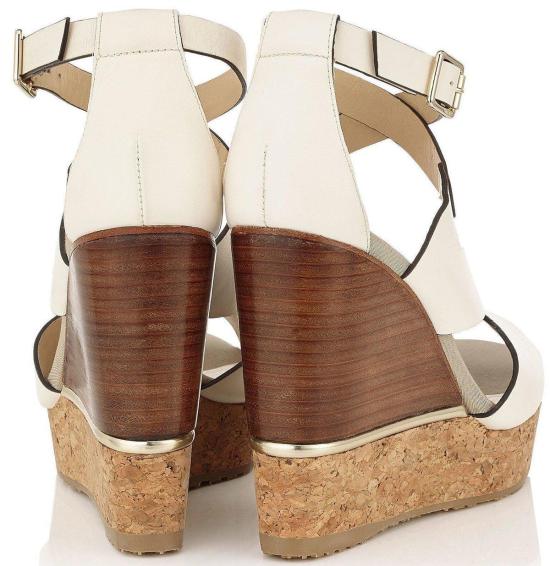  지미추 샌들 네이트 레더 코르크 웨지 라떼 믹스 - JIMMY CHOO