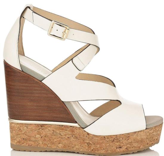  지미추 샌들 네이트 레더 코르크 웨지 라떼 믹스 - JIMMY CHOO