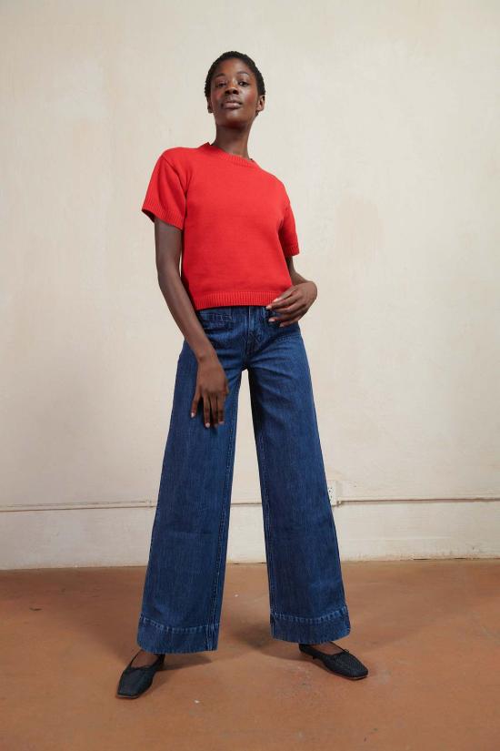  마리아 스탠리 반팔 티셔츠 Maria Stanley 니트 티셔츠 Piquillo - MARIA STANLEY