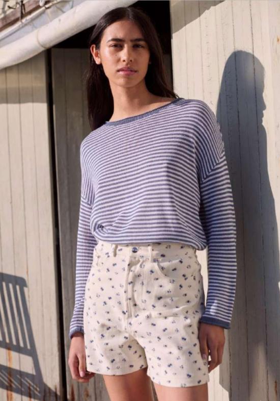  LITTLE LIES 숏팬츠 리틀 라이즈 디지 플로럴 쇼츠 화이트/블루