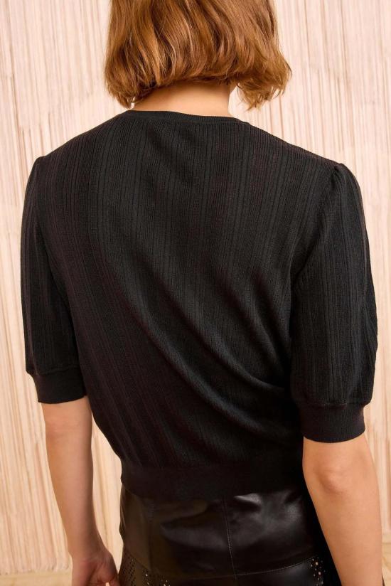  울라 존슨 반팔 티셔츠 Ulla Johnson Salima 반팔 탑 느와르 - ULLA JOHNSON