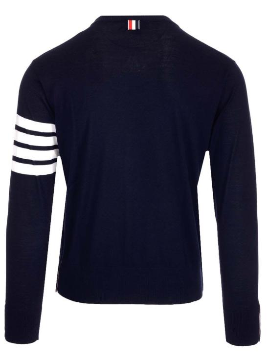  톰브라운 스웨터 톰 브라운 4바 메리노 울  네이비 - THOM BROWNE