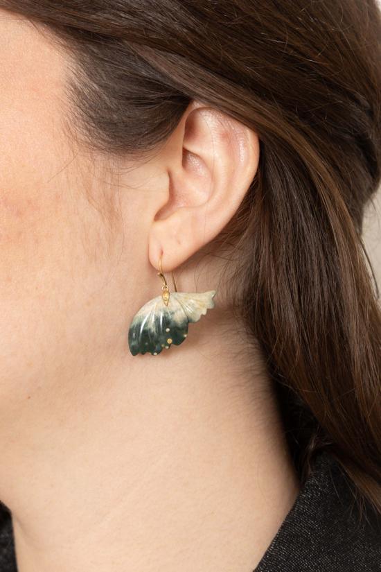  아네트 페르디난센 이어링 미디엄 인챈티드 페어리 윙스 18k 옐로우 골드/오션 재스퍼
