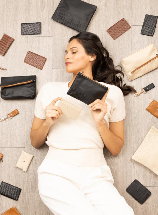  듀 맹 키링 듀 메인즈 대형 파우치 키체인 & 슬림 ID 세트 - DEUX MAINS