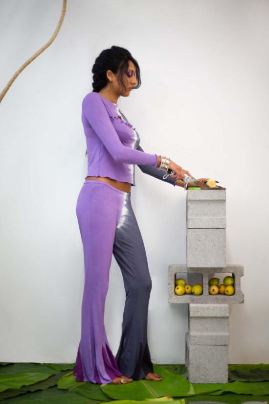  아바카시 긴팔 티셔츠 버튼 타이 다이 티셔츠 - ABACAXI