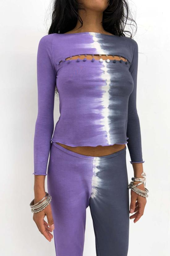  Abacaxi 긴팔 티셔츠 아바카시 버튼 타이 다이 티셔츠 - OTHER BRANDS