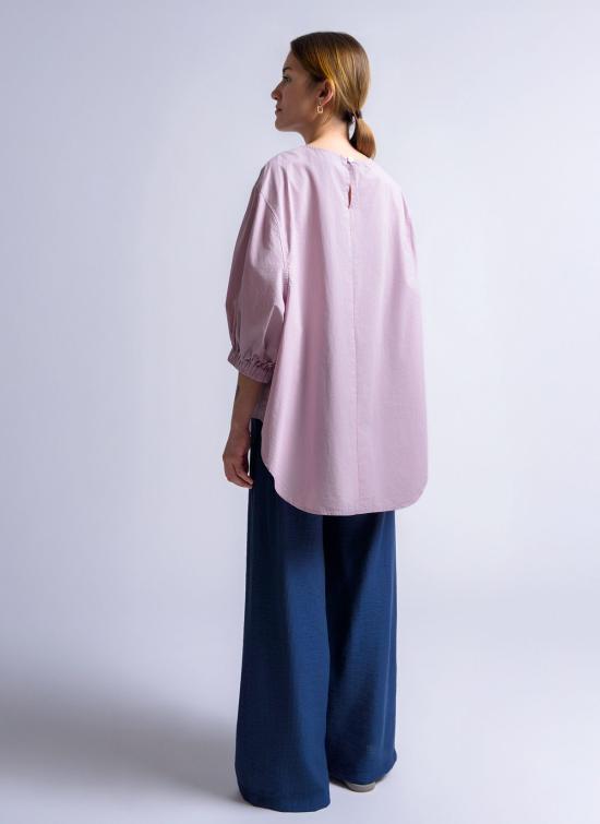  그레이 블라우스 . 비라고 탑 라일락 효소 워싱 포플린 - GREI