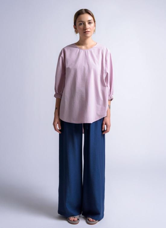  그레이 블라우스 . 비라고 탑 라일락 효소 워싱 포플린 - GREI