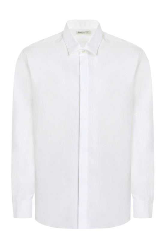  생로랑 셔츠 스트레이트 헴 버튼 셔츠 화이트