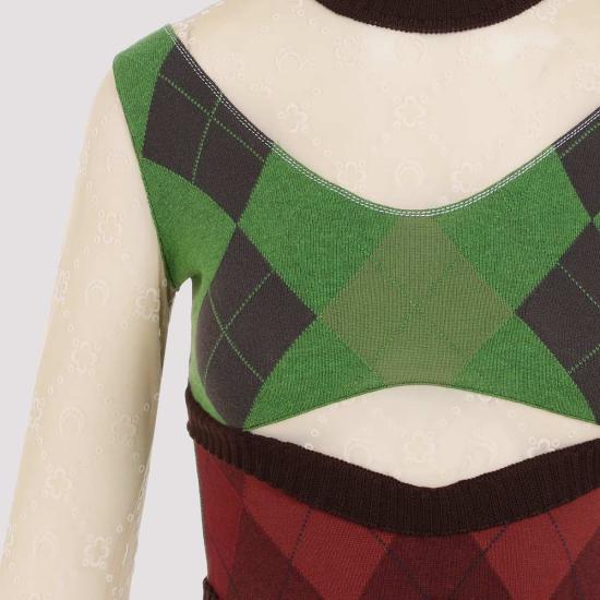  마린세르 롱 원피스 마린 세르 리제너레이티드 로젠지 니트 슬림핏 드레스 멀티컬러 - MARINE SERRE