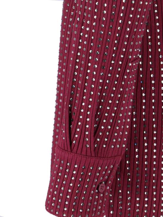  디 아티코 숏 원피스 아티코 라인스톤 미니 드레스 레드 - THE ATTICO