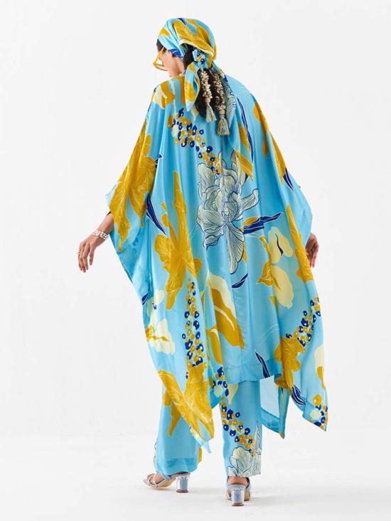  이키비 블라우스 화이트 로즈 기모노 세트 블루 - IKKIVI