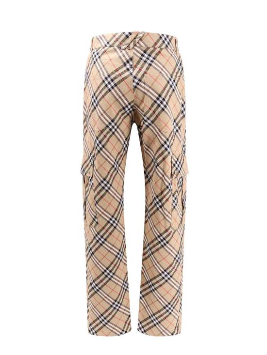  버버리 치노 팬츠 빈티지 체크 무늬 베이지 카고 팬츠 - BURBERRY