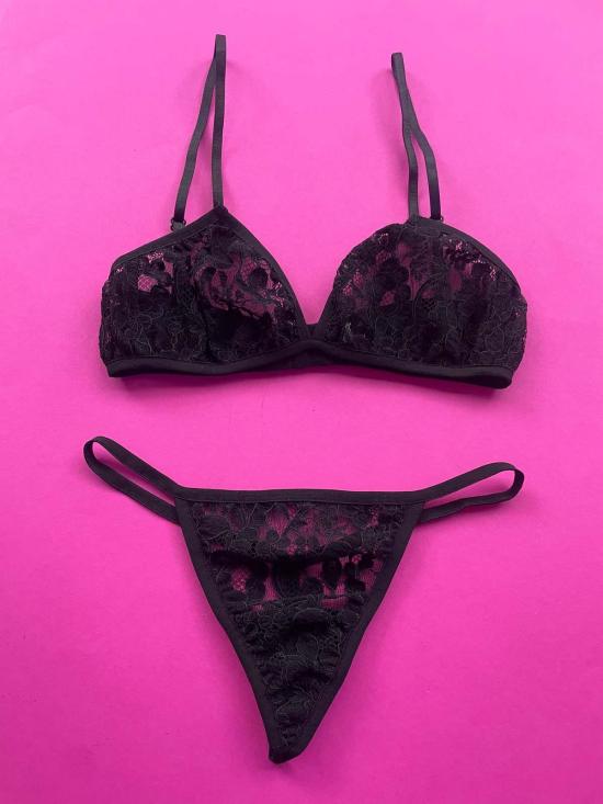  Miss Crofton 브라 미스 크로프턴 마이크로 트라이앵글 레이스 렛 블랙 - OTHER BRANDS