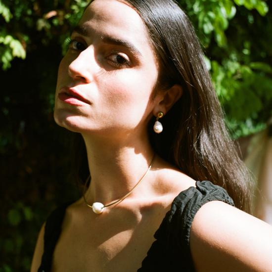  크레시오니 이어링 페를라 귀걸이, 진주와 은/황동 장식 - CRESCIONI