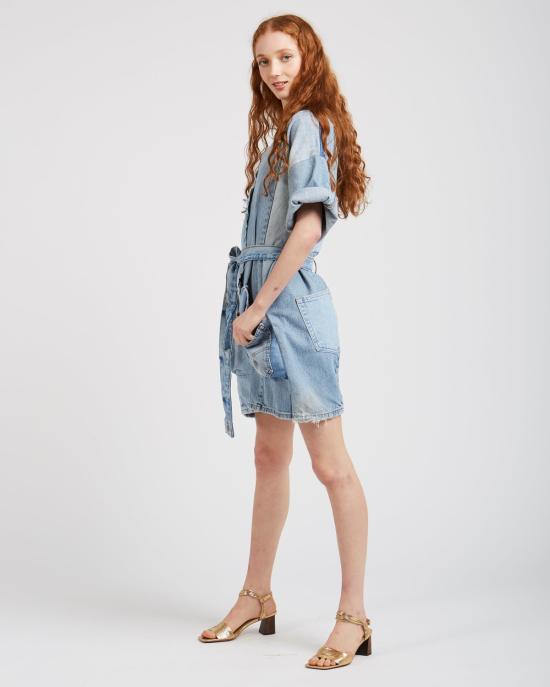  SilkDenim 점프수트 실크 데님 패치워크 - OTHER BRANDS