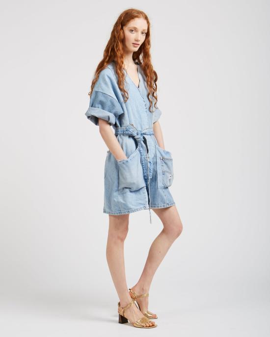  SilkDenim 점프수트 실크 데님 패치워크 - OTHER BRANDS