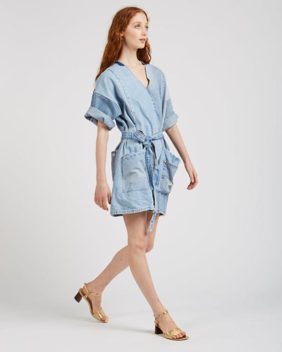  SilkDenim 점프수트 실크 데님 패치워크 - OTHER BRANDS