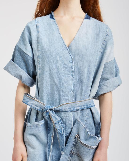  SilkDenim 점프수트 실크 데님 패치워크 - OTHER BRANDS