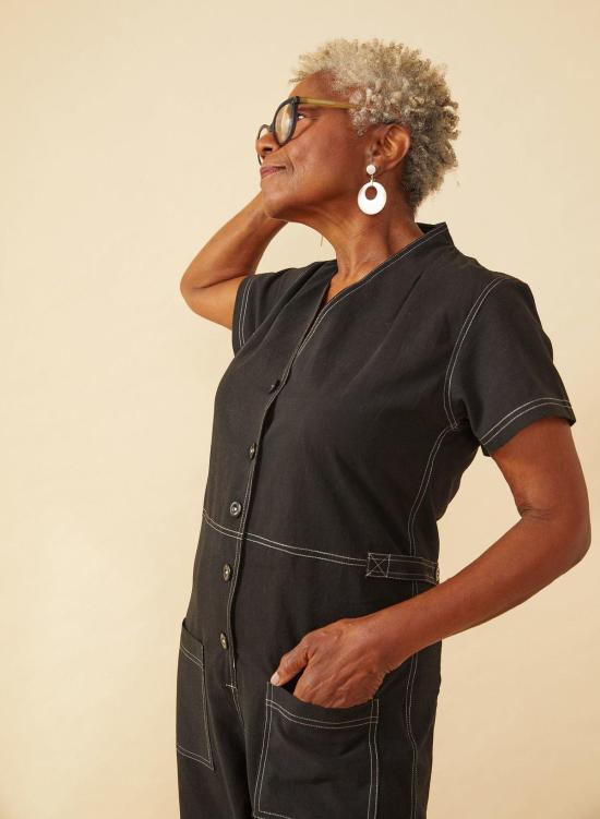  시크 콜렉티브 점프수트 Seek Collective 아멜리아 롬퍼 워시드 블랙 - SEEK COLLECTIVE