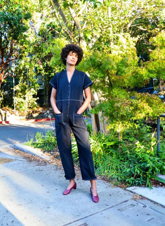  시크 콜렉티브 점프수트 Seek Collective 아멜리아 롬퍼 워시드 블랙 - SEEK COLLECTIVE