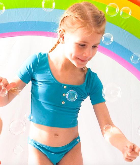  [키즈] Pacific Rainbow 비키니 키즈 퍼시픽 레인보우 솔란지 투피스 수영복 (씨 블루)